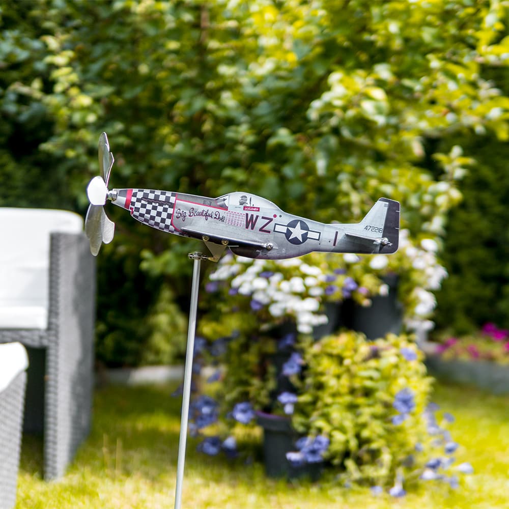 Windrad Gartendeko Flugzeug P-51D Mustang
