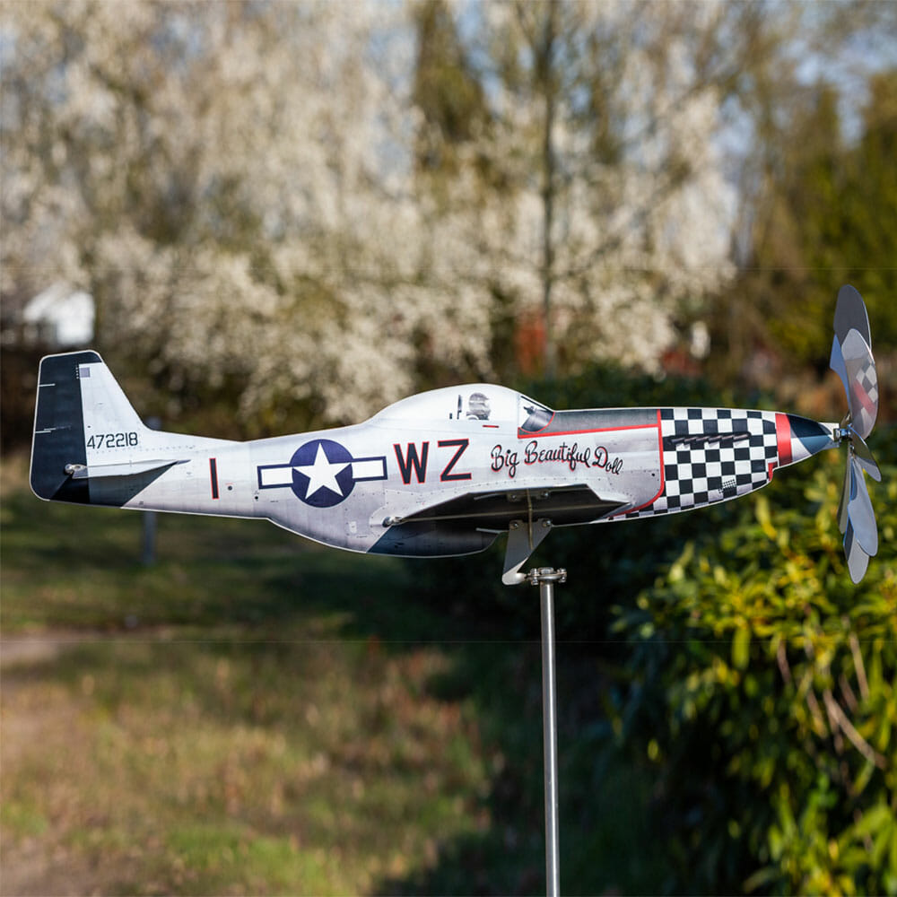 Windrad Gartendeko Flugzeug P-51D Mustang