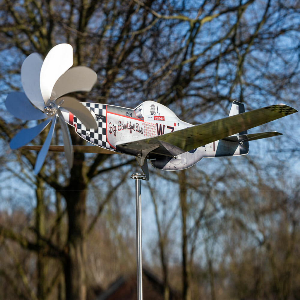 Windrad Gartendeko Flugzeug P-51D Mustang