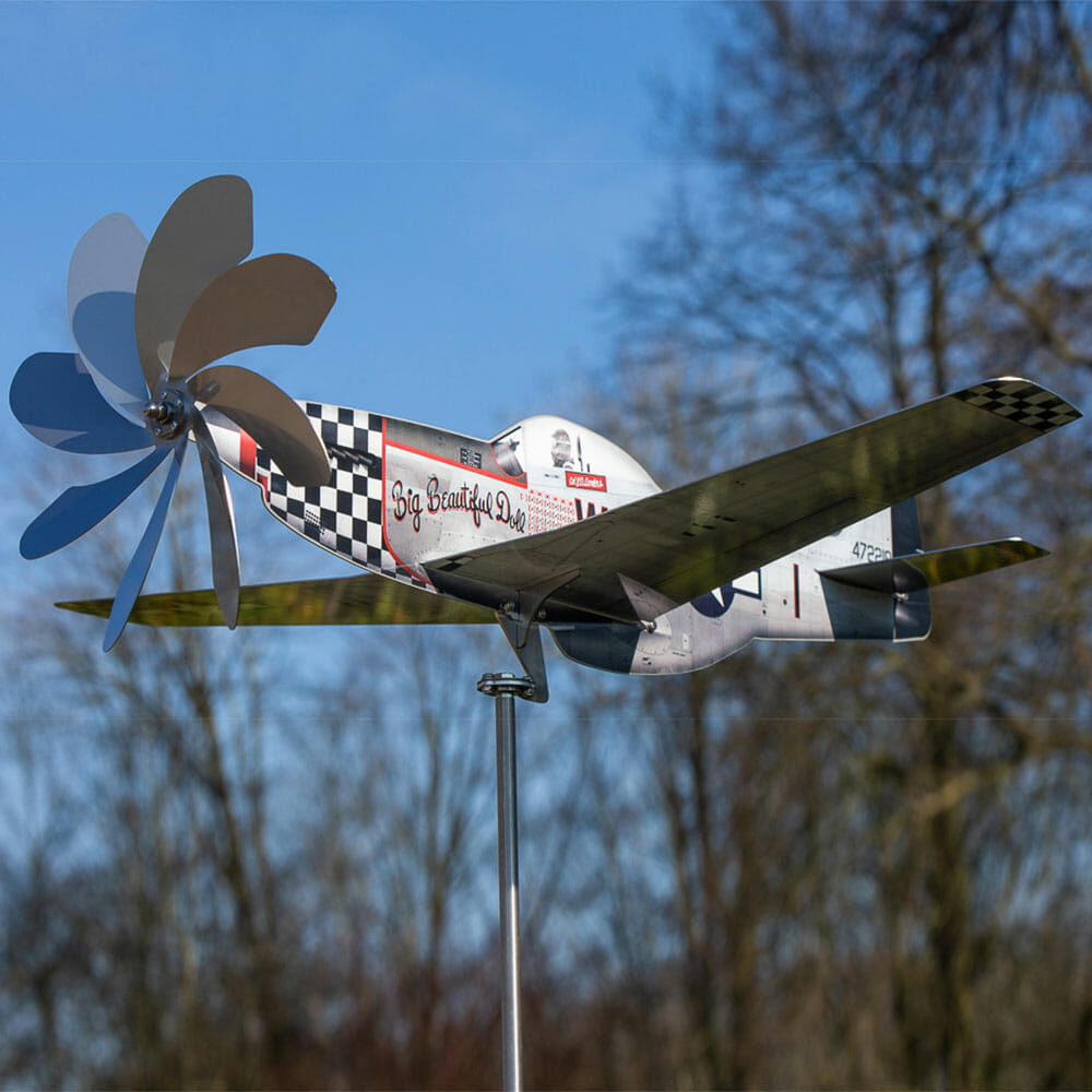 Windrad Gartendeko Flugzeug P-51D Mustang